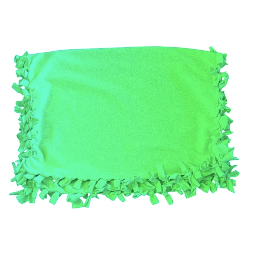 Green Kids or Pet Fleece Tied Blanket Handmade